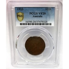 AUSTRALIA 1923 . HALF  1/2 PENNY . PCGS VF20